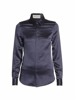Coupon 🧨 Saint Laurent Silk Fitted 👕 Shirt Noir 🔔