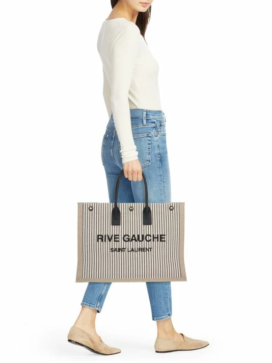 Top 10 ๐ Saint Laurent Rive Gauche Stripe Canvas Tote ๐ - Image 2