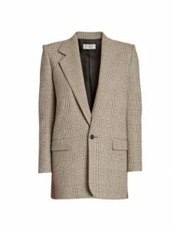 Outlet 🥰 Saint Laurent Glen Check Oversized Blazer 👏