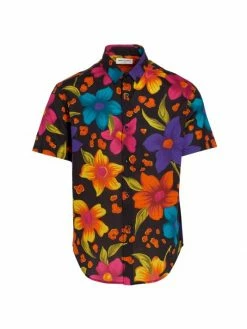 Flash Sale 🌟 Saint Laurent Manches Cour Floral-Print Short Sleeve 👕 Shirt For Men 🧨