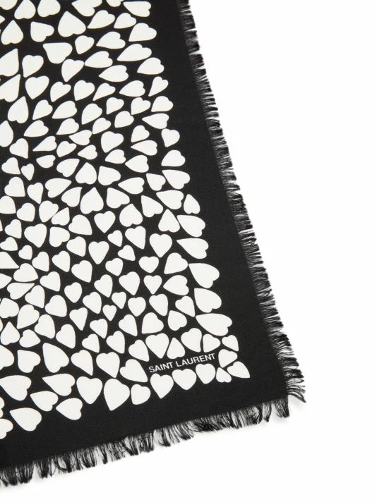 Buy ๐ Saint Laurent Heart-Print Silk Square Scarf โญ - Image 2