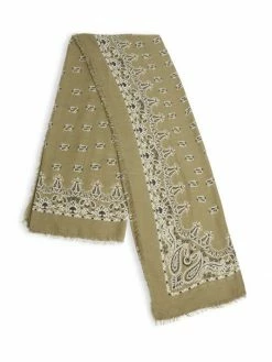 Best Sale ⌛ Saint Laurent Paisley Print Bandana Scarf Black Ivory ✨