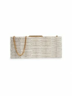Deals ⭐ Saint Laurent Small Snakeskin Clutch-On-Chain 😀