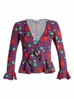 Best reviews of 🥰 Saint Laurent V-Neck Ruffle Top 🛒