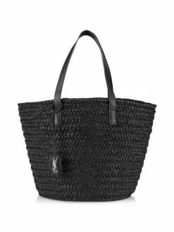 Cheap 🌟 Saint Laurent Leather-Trimmed Raffia Tote 👏