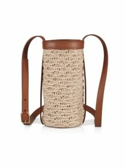 Best Pirce 🥰 Saint Laurent Crochet Raffia & Leather Bottle Holder-On-Strap ⭐