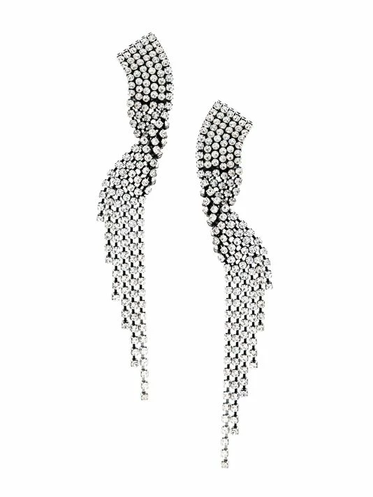 Buy 😀 Saint Laurent Silvertone Metal & Crystal Twisted Drop Earrings ✨