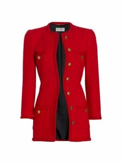 Promo 😉 Saint Laurent Wool Tweed Long Jacket 🌟