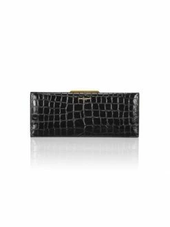Budget 🧨 Saint Laurent Croc-Embossed Leather Clutch-On-Chain ⌛