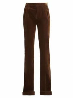 Cheap 👍 Saint Laurent Pleated Velvet Flare Pants 🛒