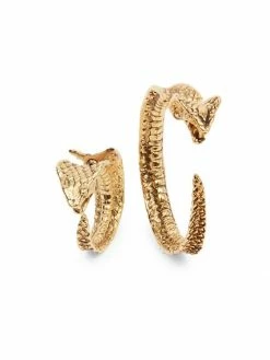 Top 10 🤩 Saint Laurent Goldtone Asymmetrical Snake Earrings 🎁