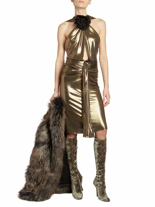 Top 10 🛒 Saint Laurent Metallic Rosette Sheath 👗 Dress 👍 - Image 2