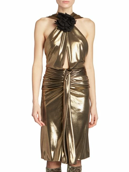 Top 10 🛒 Saint Laurent Metallic Rosette Sheath 👗 Dress 👍 - Image 3