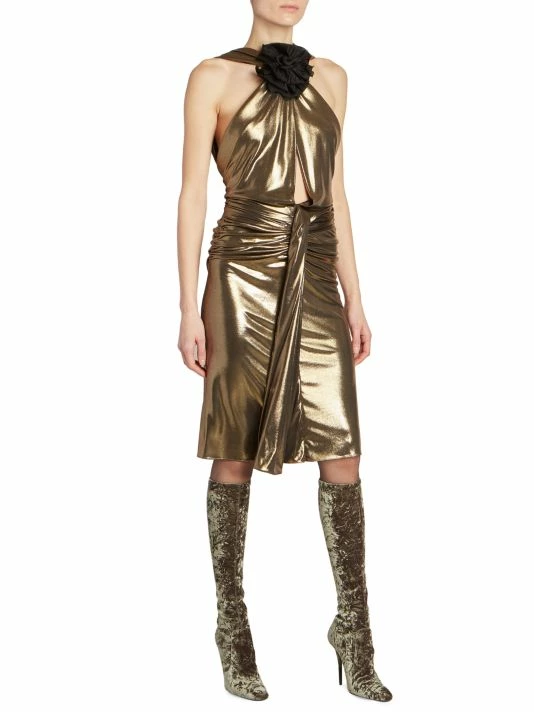Top 10 🛒 Saint Laurent Metallic Rosette Sheath 👗 Dress 👍 - Image 6