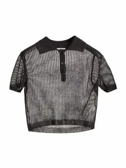 Best Pirce 🛒 Saint Laurent Sheer Cropped Polo 👚 Shirt 😉