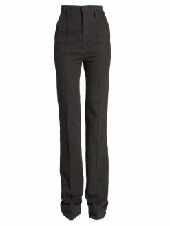 Cheapest 🧨 Saint Laurent High-Waisted Pintuck Denim Trousers 🥰
