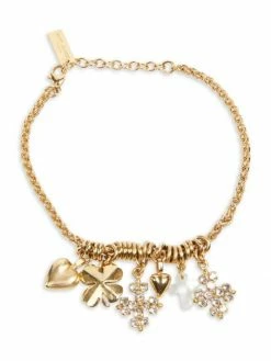Promo 😉 Saint Laurent Goldtone & Crystal Charm Bracelet ⌛