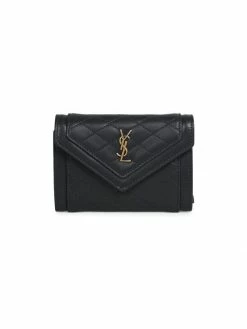 Buy 😉 Saint Laurent Small Gaby Quilted Leather Envelope Wallet Nero 👏