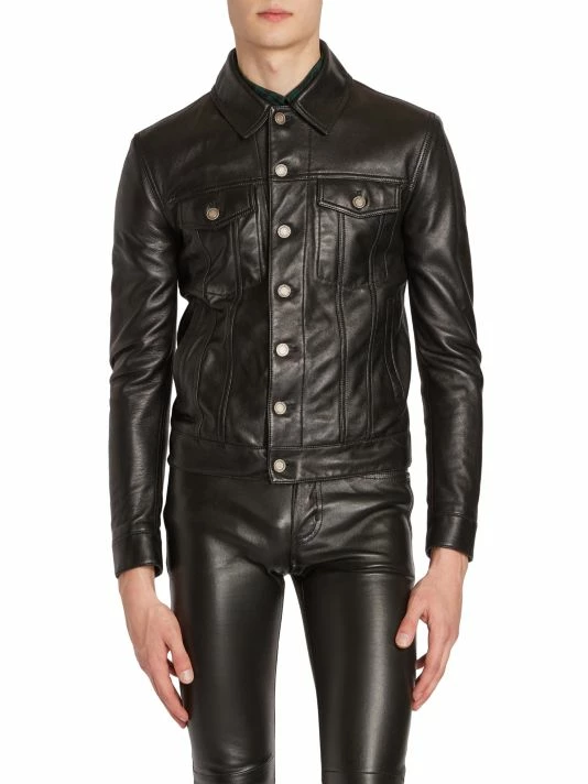 Brand new โ๏ธ Saint Laurent Classic Leather Jacket For Men โ๏ธ - Image 3
