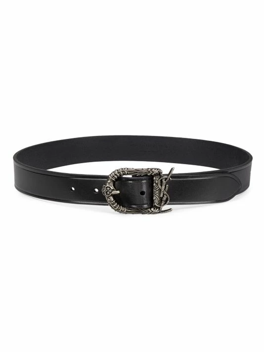 Cheap 🔔 Saint Laurent Engraved YSL Logo Leather Belt ⭐