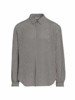 Deals 💯 Saint Laurent Striped Silk 👚 Shirt For Men 🔥