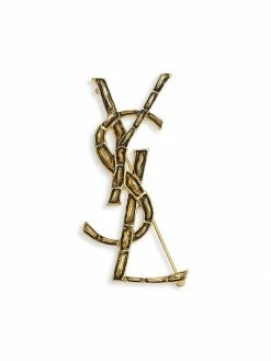 Budget 💯 Saint Laurent Goldtone Logo Brooch 🥰