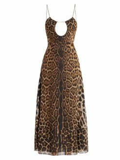 Best Sale 🎁 Saint Laurent Leopard Print Midi-Dress 👍