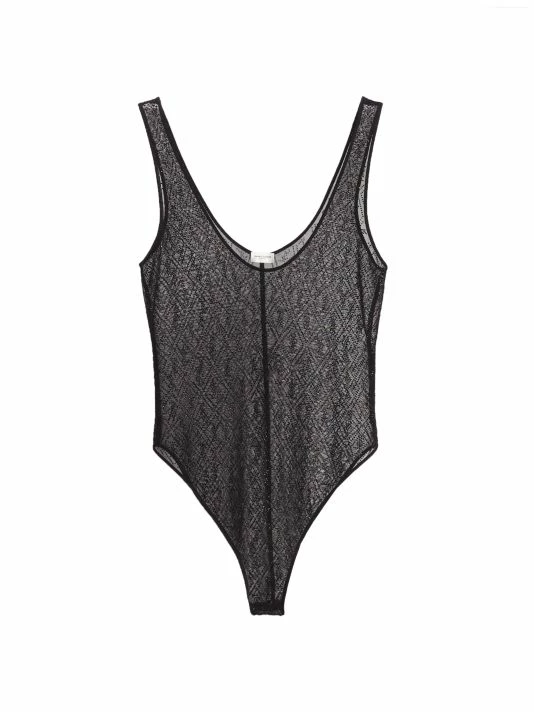 Wholesale 🛒 Saint Laurent Crystal-Embellished Logo Bodysuit 🥰