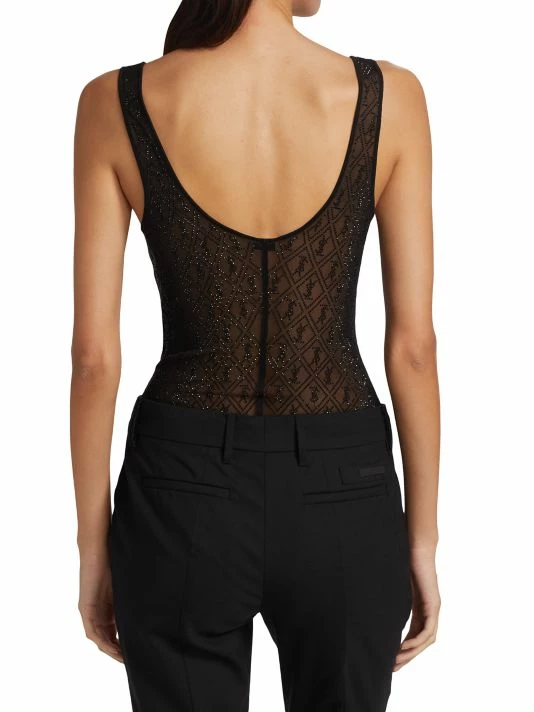 Wholesale 🛒 Saint Laurent Crystal-Embellished Logo Bodysuit 🥰 - Image 4