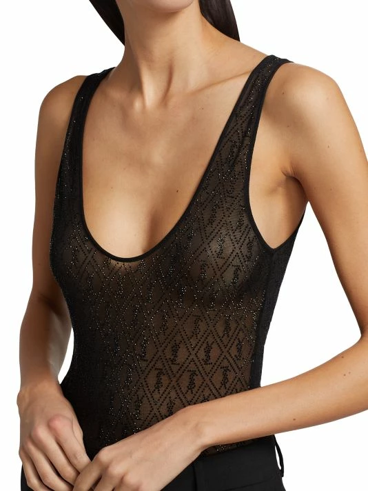 Wholesale 🛒 Saint Laurent Crystal-Embellished Logo Bodysuit 🥰 - Image 6