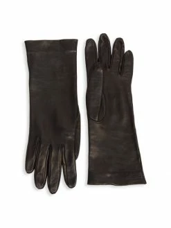 Best Pirce 😀 Saint Laurent Leather Gloves Black 🥰