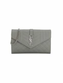 Best deal 🔔 Saint Laurent Logo Mix Matelassé Leather Envelope Wallet-On-Chain 🤩