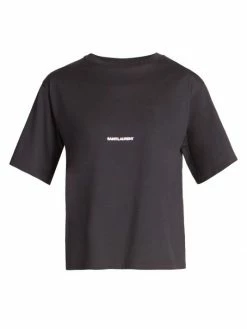 Budget 👍 Saint Laurent Logo Crewneck T-Shirt ⭐