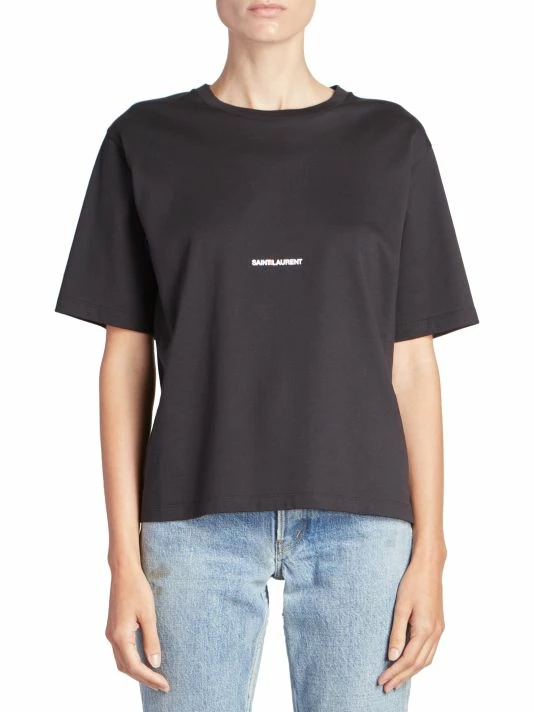 Budget 👍 Saint Laurent Logo Crewneck T-Shirt ⭐ - Image 3