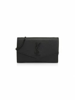 Promo ⭐ Saint Laurent Uptown Leather Wallet-On-Chain Nero 👍