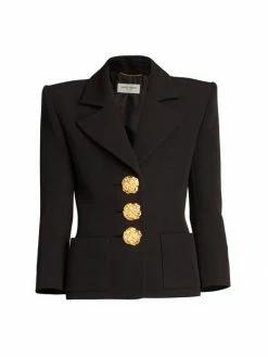 Best Pirce ⌛ Saint Laurent Wool Carnation-Button Blazer 🥰