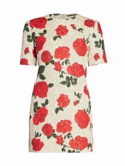 Outlet 😍 Saint Laurent Rose-Print Sheath Minidress 🧨