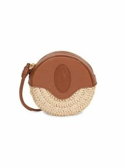 Cheap 🌟 Saint Laurent Logo Raffia-Leather Coin Pouch-On-Strap 😍
