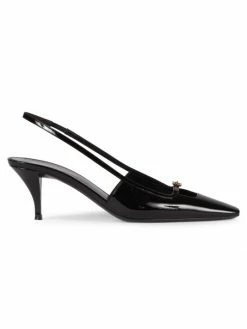 Buy 🧨 Saint Laurent Tom 60 Patent Leather Embellished Slingback Pumps 😉
