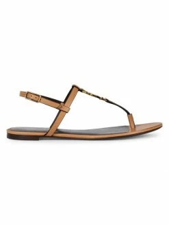 Budget ⭐ Saint Laurent Cassandra Leather Logo 🩴 Sandals ❤️