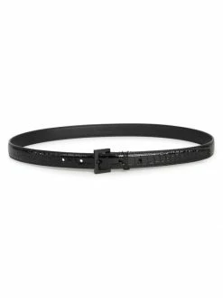 New 😀 Saint Laurent Croc-Embossed Logo Buckle Belt 🎁