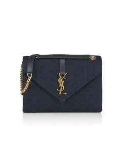 Discount 🥰 Saint Laurent Medium Logo Mix Matelassé Canvas Satchel 🔥