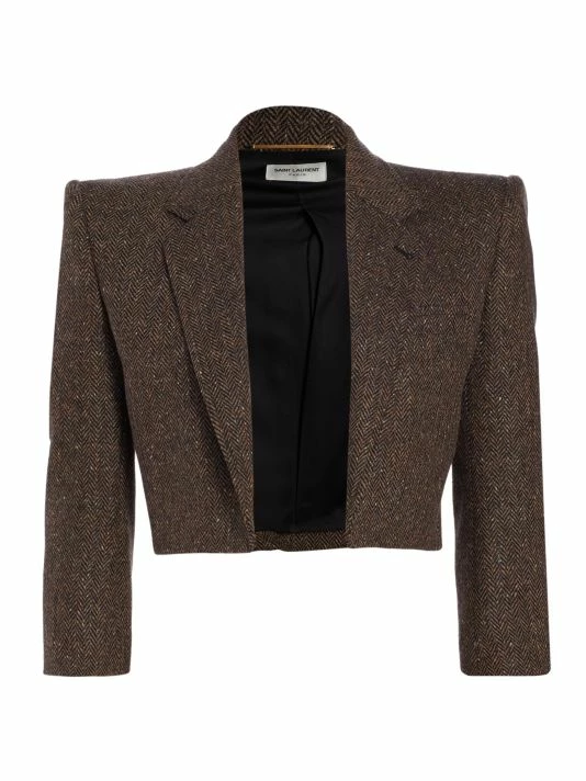 Brand new 🎁 Saint Laurent Cropped Open-Front Herringbone Blazer ⭐