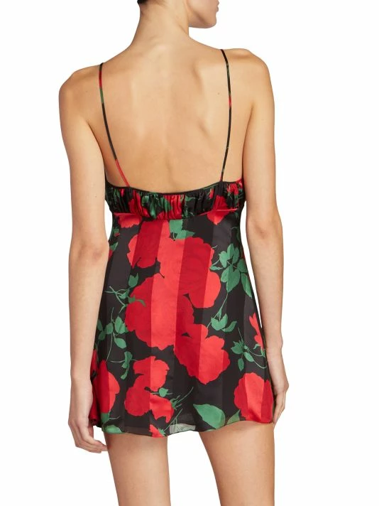 Best Sale ❤️ Saint Laurent Rose-Print Silk Cami Minidress 😉 - Image 5