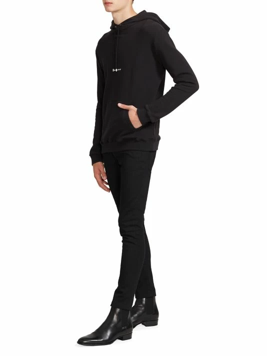 Deals ✨ Saint Laurent Cotton-Blend Contrast Logo Hoodie For Men Blanc 👏 - Image 2