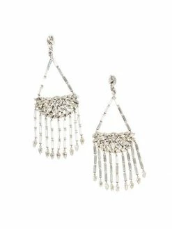 Outlet 😍 Saint Laurent Silvertone Strass Crystal Chandelier Earrings 🛒