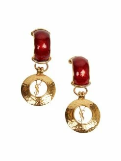 Budget 🎉 Saint Laurent Geometric Dome YSL Circle Clip-On Earrings 👍