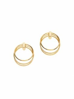 Cheap ✔️ Saint Laurent Goldtone Geometric Three-Ring Earrings 🥰
