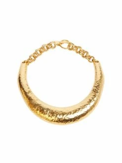 New ⌛ Saint Laurent Geometric Moon Metal Necklace ❤️