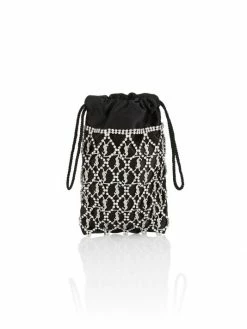Flash Sale 🥰 Saint Laurent Le Monogramme Crystal-Embellished Satin Drawstring Pouch 🌟